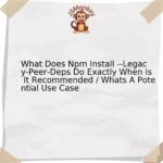 What Does Npm Install --Legacy-Peer-Deps Do Exactly When Is It Recommended / Whats A Potential Use Case