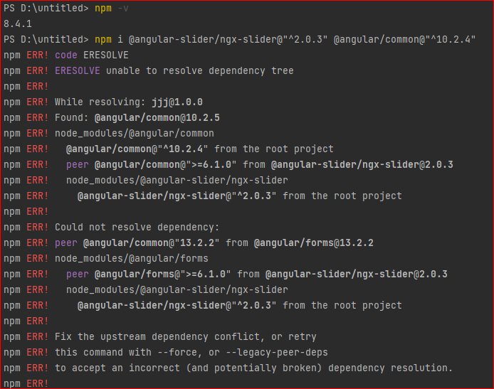 Fix The Upstream Dependency Conflict Installing Npm Packages