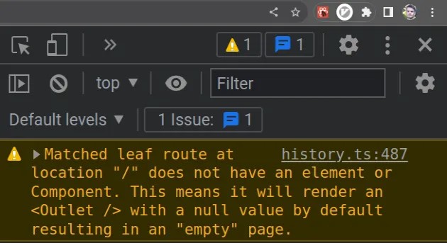 Matched Leaf Route At Location / Does Not Have An Element