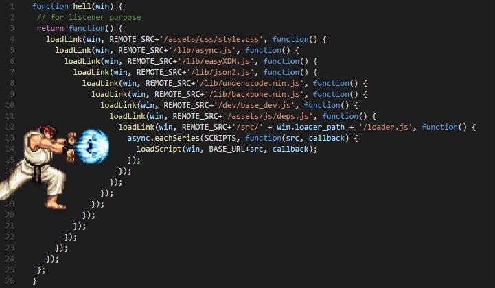 Callback hell code - Async Flow: From callback hell to promise to Async-Await | by ...