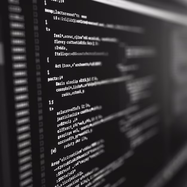 JavaScript code on screen - Black and white code background javascript code on computer screen ...